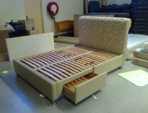 Posture Slat Special Upholsterd Design with Drawers and Headboard.